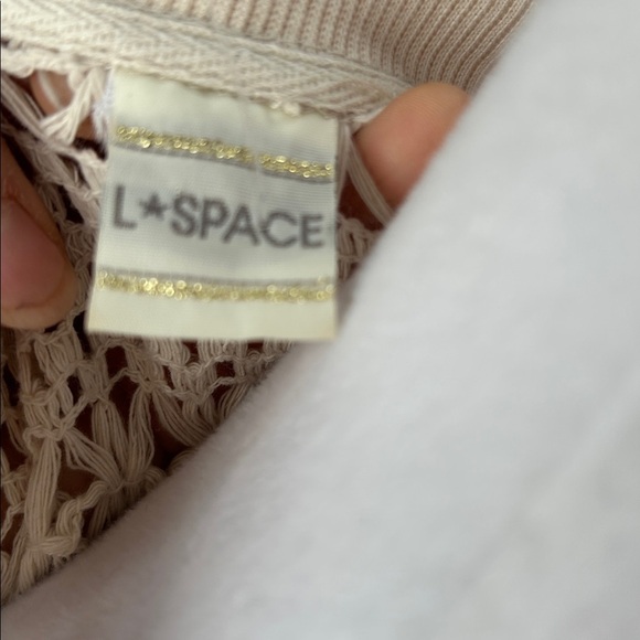 L*SPACE Crochet Top Cream Open Knit Long Sleeve Size Small - Picture 2 of 9